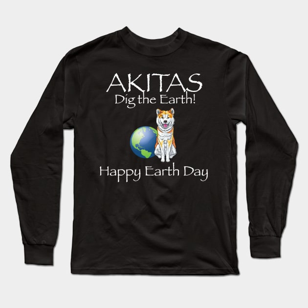 Akita happy earth day t-shirt Long Sleeve T-Shirt by bbreidenbach